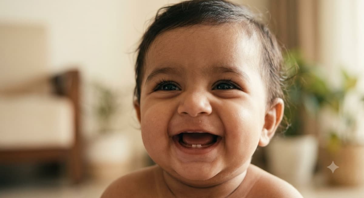 A happy, healthy baby cared for at Vatsalya Children Care