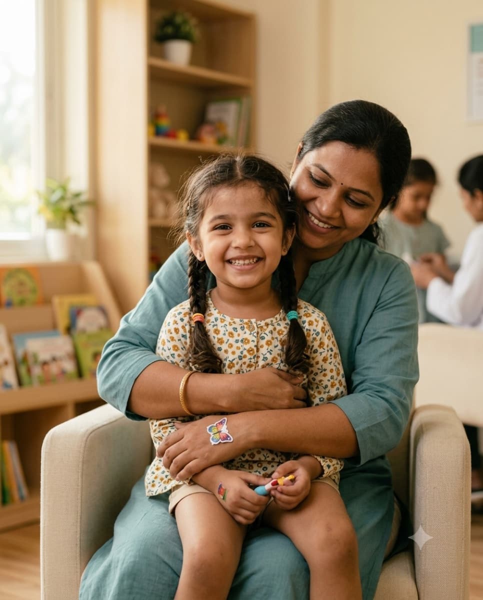 A mother and child at the clinic