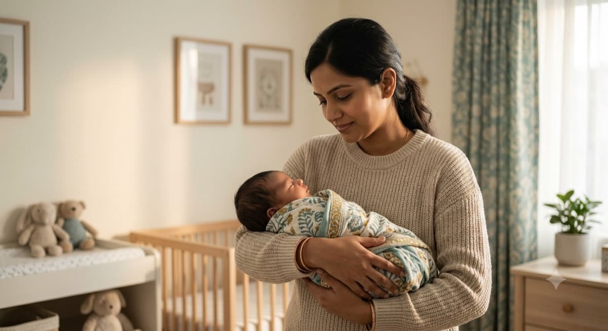 A mother holding her newborn